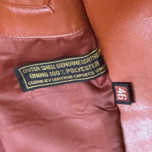 Reed Sportswear Cognac Leather Blazer Jacket size 46. 1970s Style Made in Turkey - Picture 6 of 10